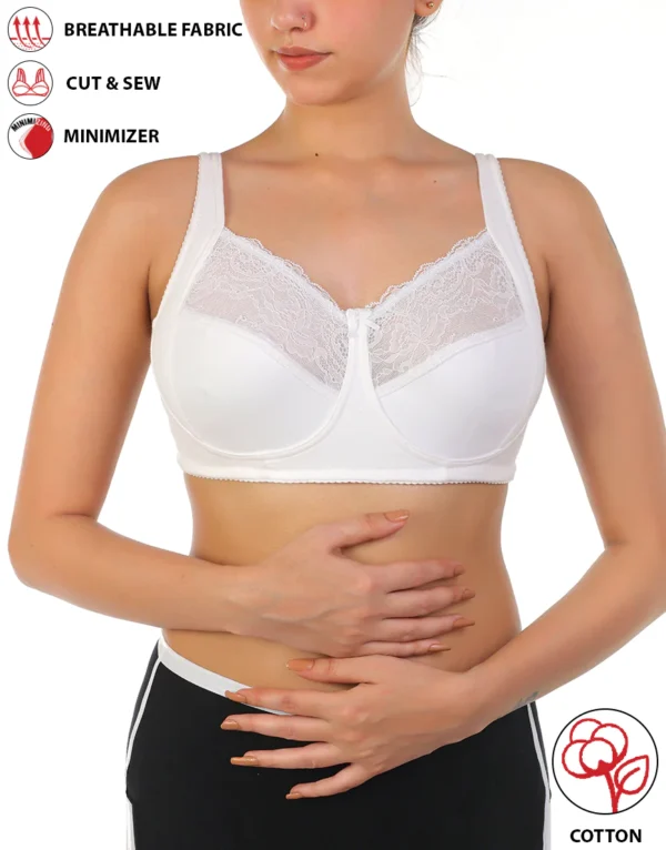 IFG-COTTON DOUBLE LAYERED SAG LIFT MINIMIZER BRA-WHITE